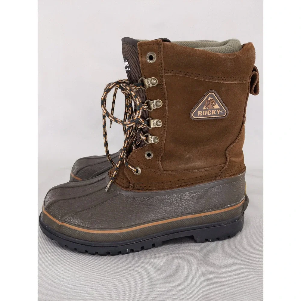 Rocky Snow Boots Men 9 Brown 200g Thinsulate Insulated Leather Duck Boots‎